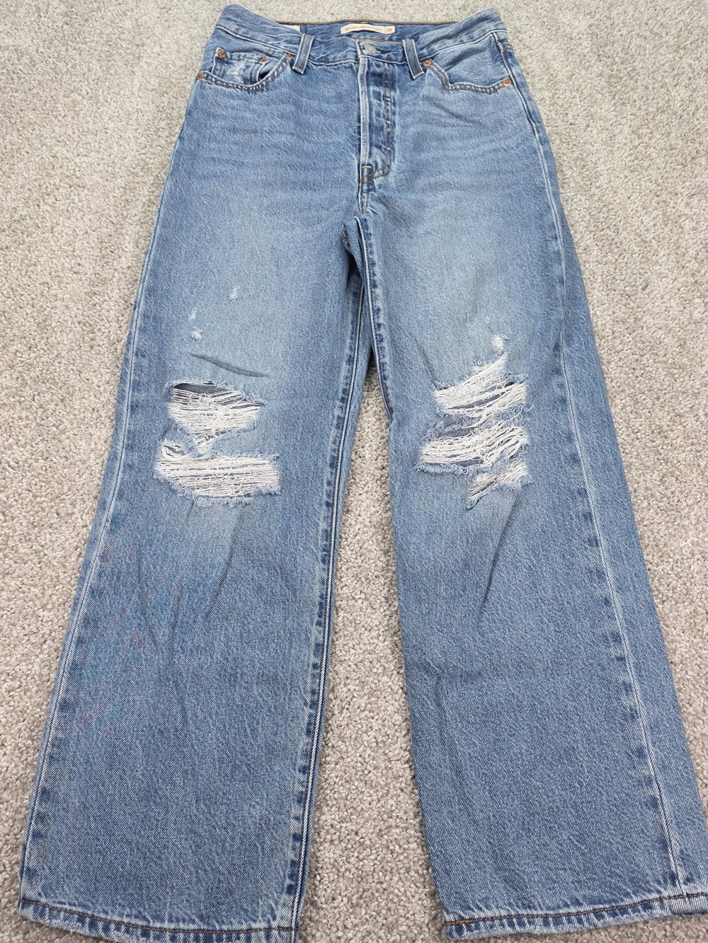 LEVI’S RIBCAGE STRAIGHT ANKLE Jeans Women Size W26 L27 Distressed PREMIUM